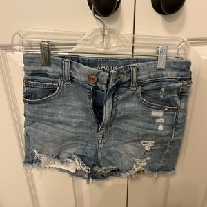 American Eagle super stretch curvy hi-rise shortie jean shorts
